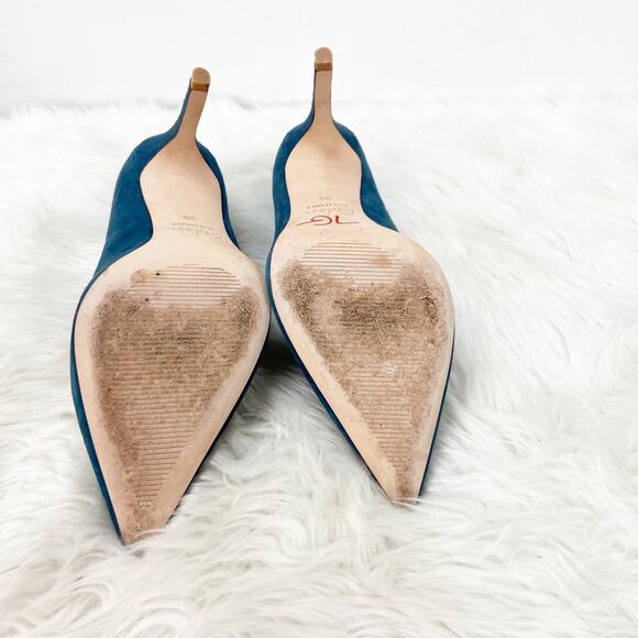 Boden 38 7 Womens Teal Suede Mule Heels - Picture 8 of 8